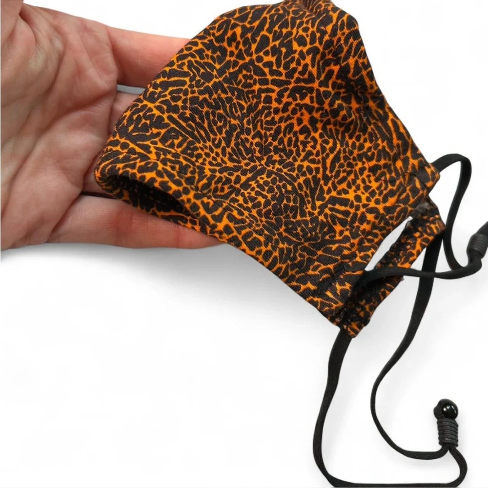 Leopard Print Face Mask - Orange and Black